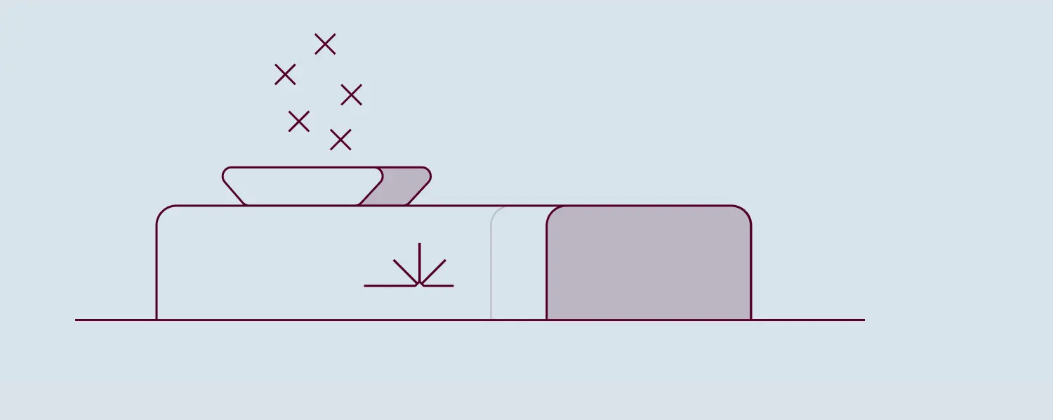 Line illustration of steel production residue being collected from a furnace bed